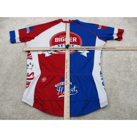 Canari Cycling Jersey Mens Large L Texas Red Blue Pockets Zip Bike Shirt * - Picture 12 of 15